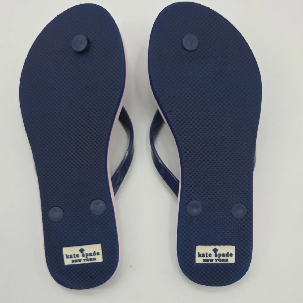 Kate Spade Navy and Pink Palm Sandals